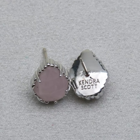 Kendra Scott "Tessa" Silver & Rose Quartz Earrings - Picture 2 of 3